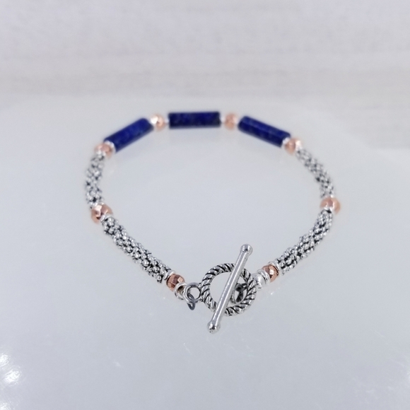 Blue Jasper Beaded Gemstone Toggle Bracelet - Picture 10 of 10